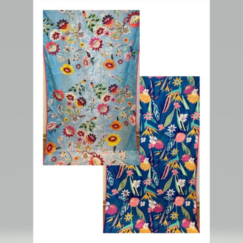 Johnny Was Rainbow Floral Beach Towel reversible 40"x70" NWT - Picture 2 of 9